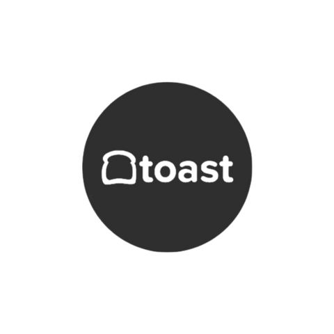 Black circle with 'toast' logo on a white background